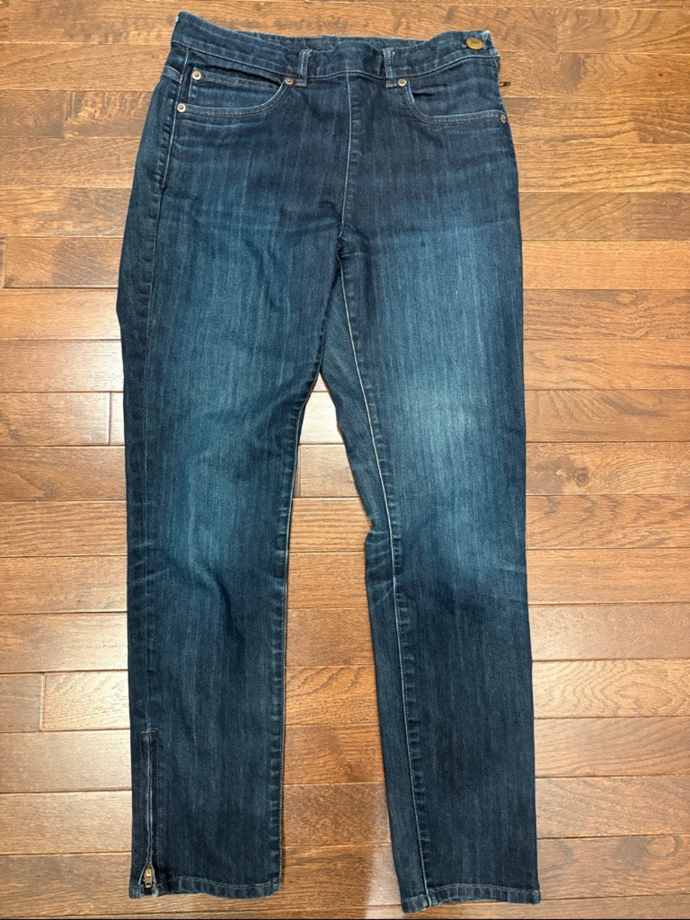 Uniqlo High Rise Skinny Side Hip Zipper and Ankle Zip Jeans Dark Wash Size 26 - Picture 2 of 14